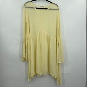 Anthropologie LUCAUSA Women's Yellow Sunday Seashell Long-Sleeve Sheer Tunic Dre